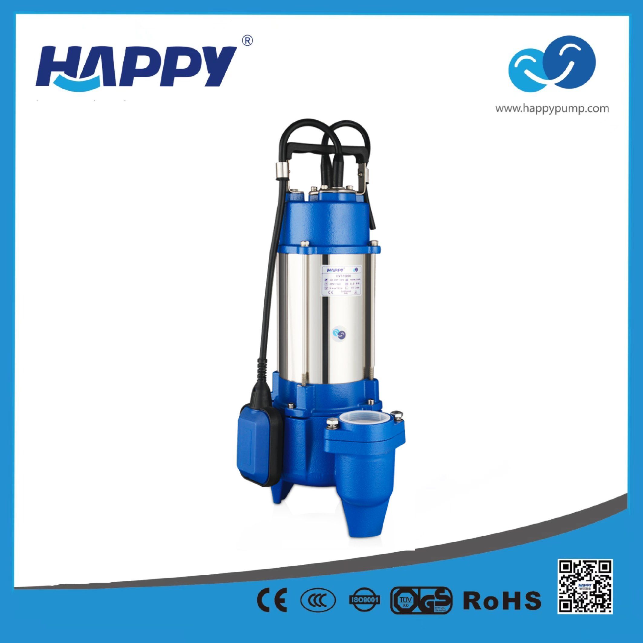 0.75 HP 1.5 HP 1500W Submersible Sewage Pumps (Model HVT-D)