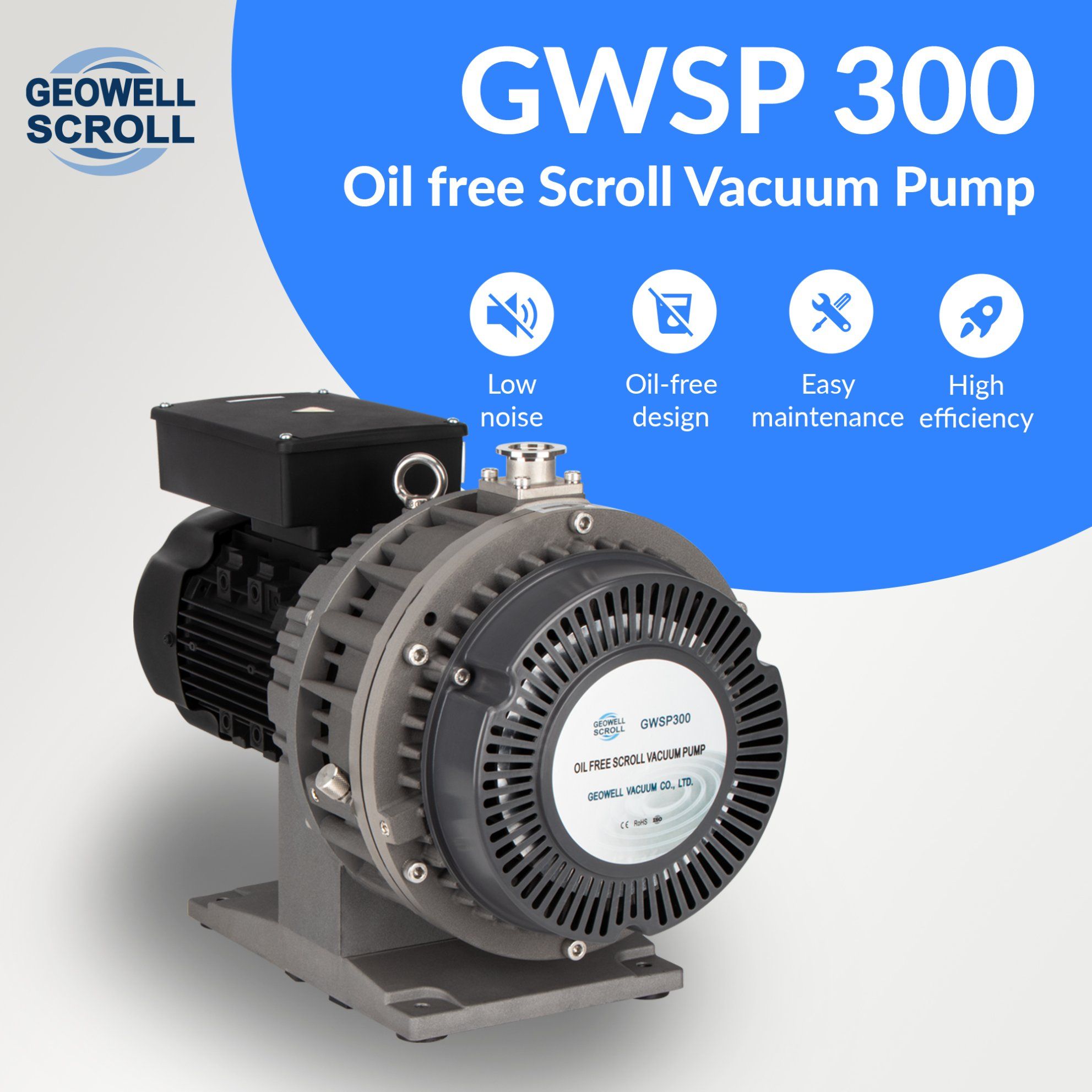 18.4 m³/h (60Hz) 2.6 Pa Low Noise 60dB(A) Oil-Free Scroll Vacuum Dryer Pump