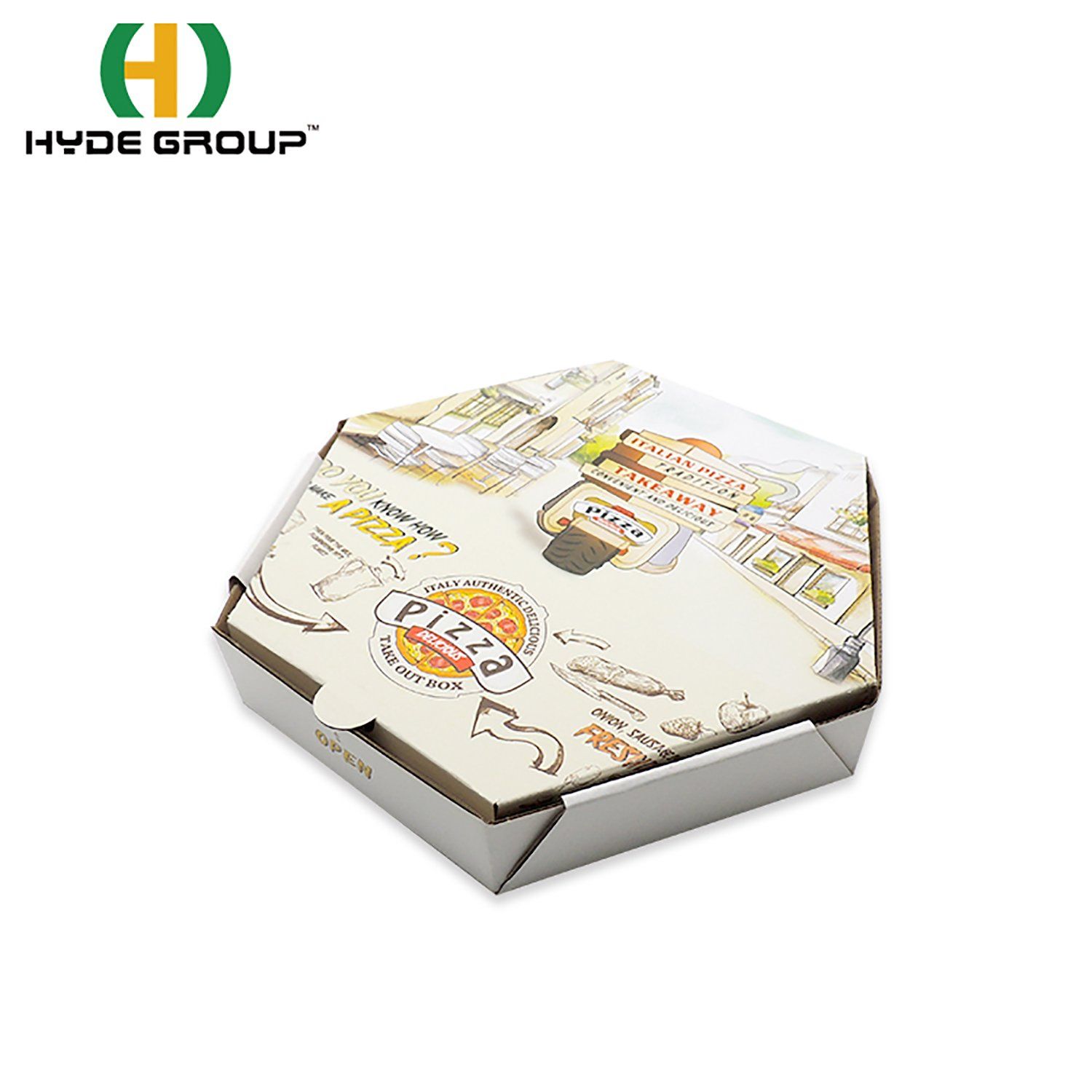 12-Inch White Logo Printed Pizza Packaging Box