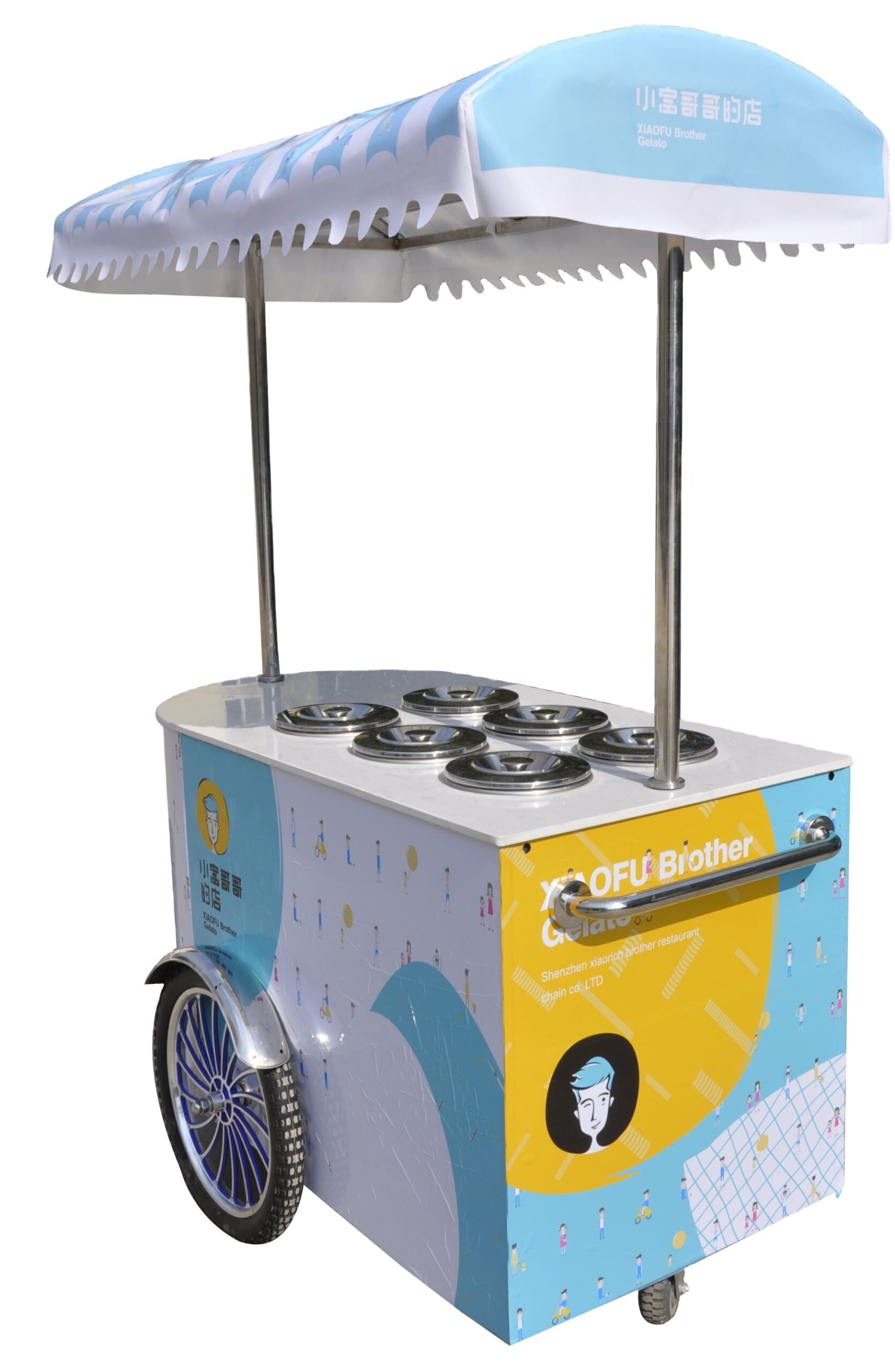 Mehen Gelato Display Cart for Ice Cream Hand Push Service