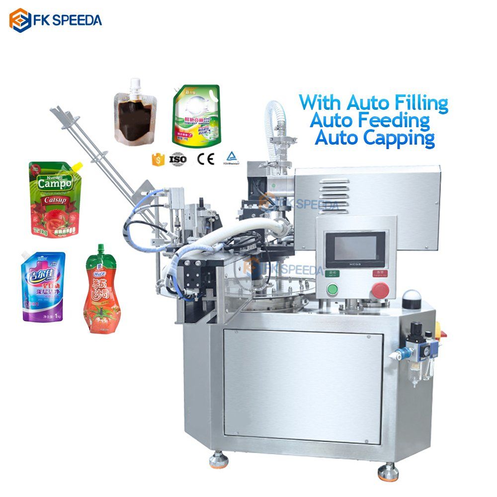 Desktop Automatic Spout Pouch Filling and Capping Screw Machine