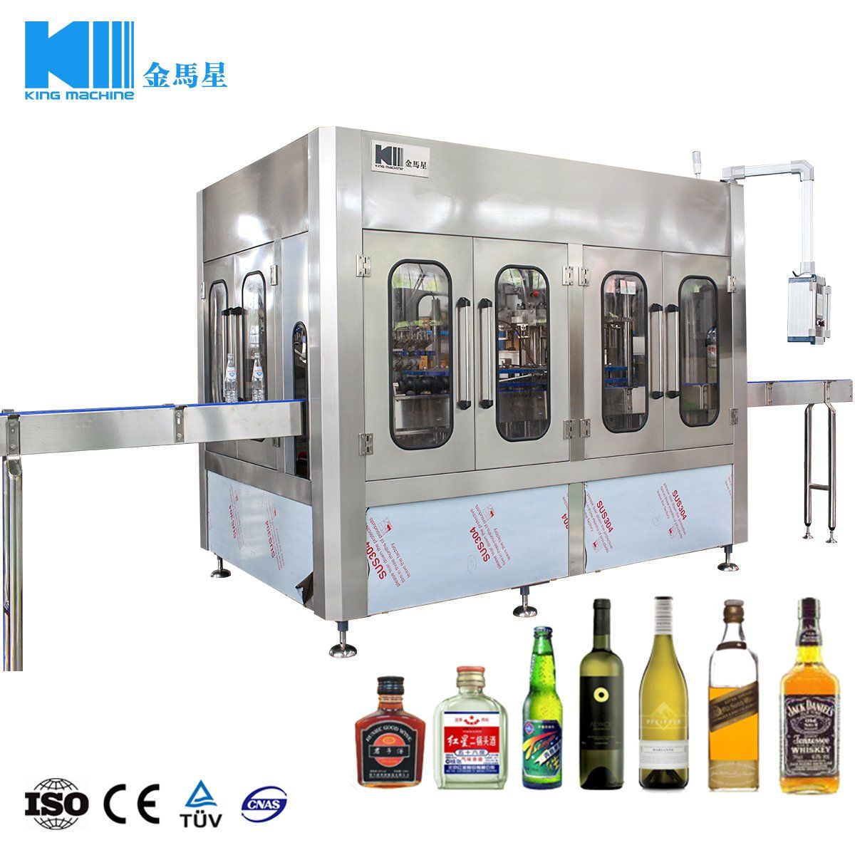 Automated Champagne Bottling Line for Glass Bottles of Liquid Alcohol