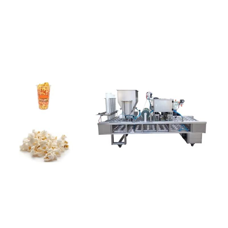Automatic Filling and Sealing Machine for Popcorn Snack Food in Plastic Paper Cup Bowls