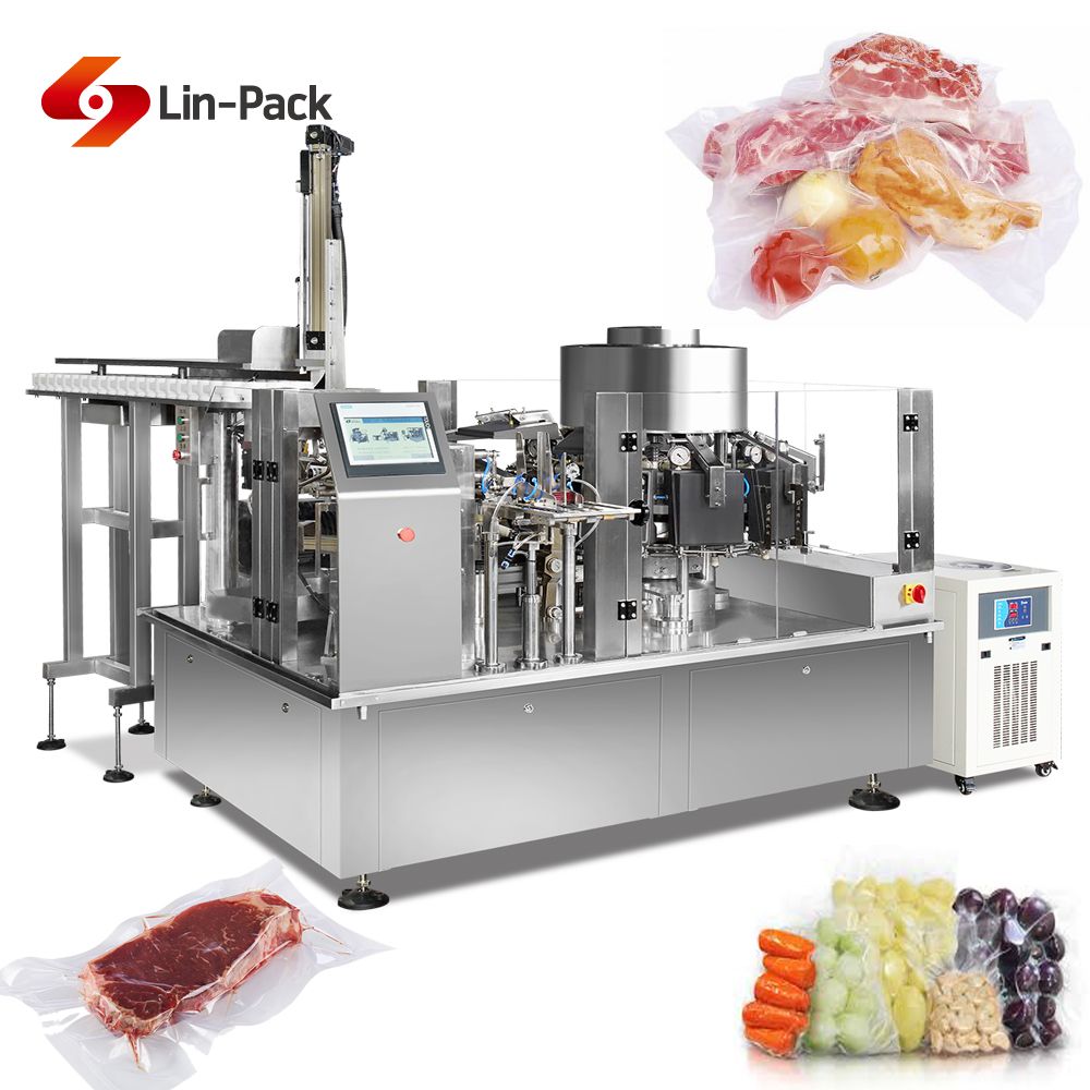 Automatic Rotary Vacuum Packing Machine for Pre-made Frozen Food Pouches