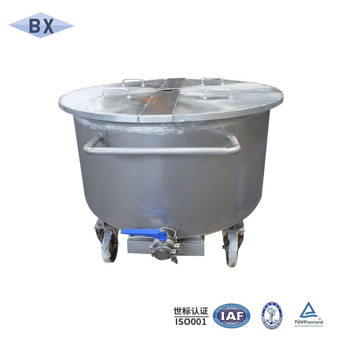 132-Gallon Portable SS304 Storage Tank with Open Lid and Wheels