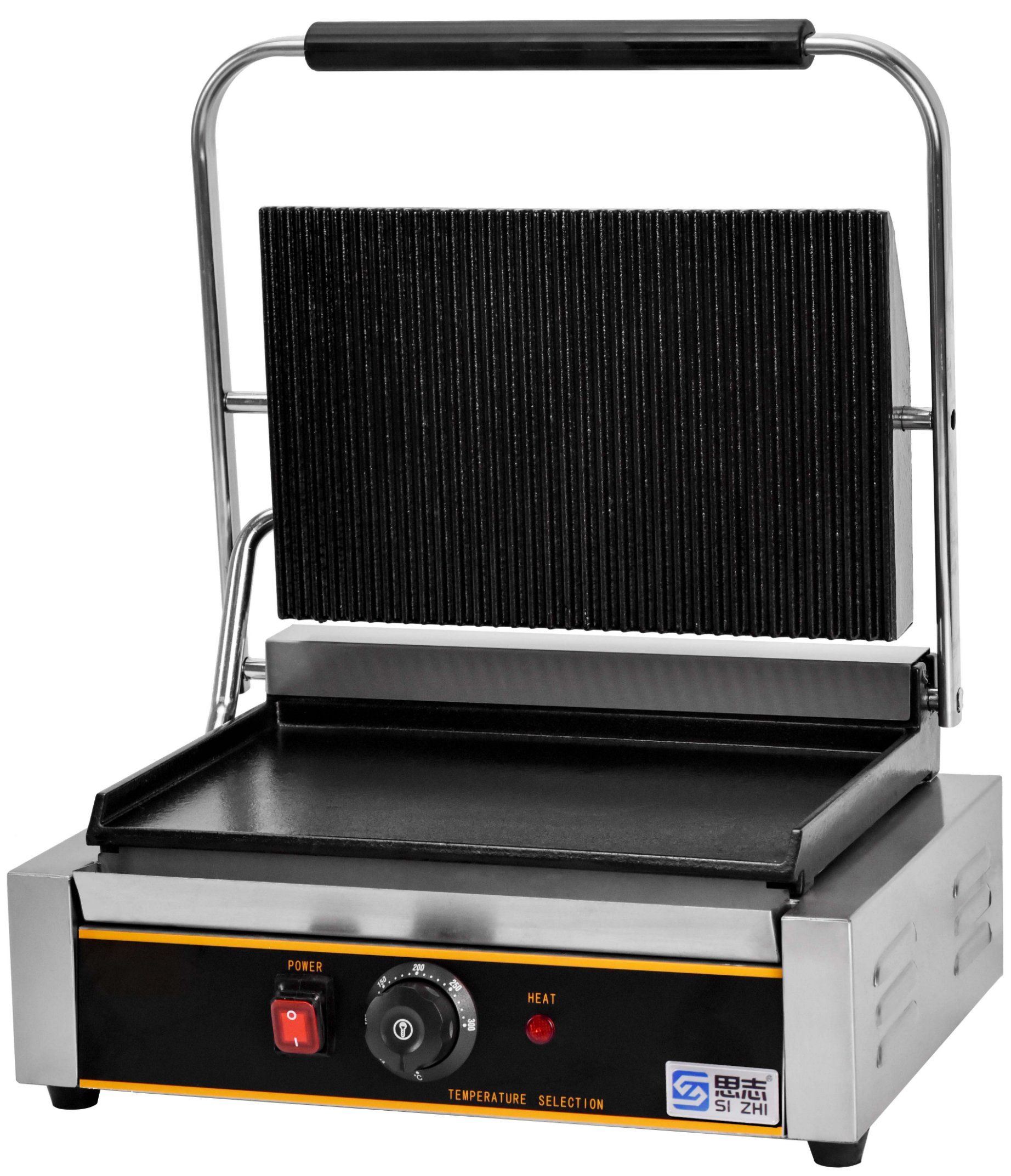 Electric Panini Grill Machine - Commercial Contact Grill with Plates