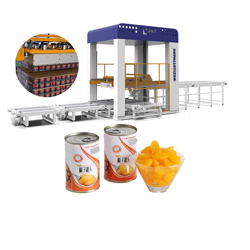Automatic Depalletizer and Palletizer for Cans in Packaging Line